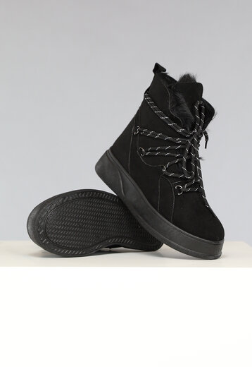 SALE50 Zwarte Winter Boots met Sneaker Look