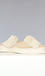 Beige Plateau Pantoffels met Imitatiebont