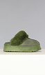 Groene Plateau Pantoffels met Imitatiebont