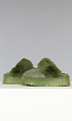 Groene Plateau Pantoffels met Imitatiebont