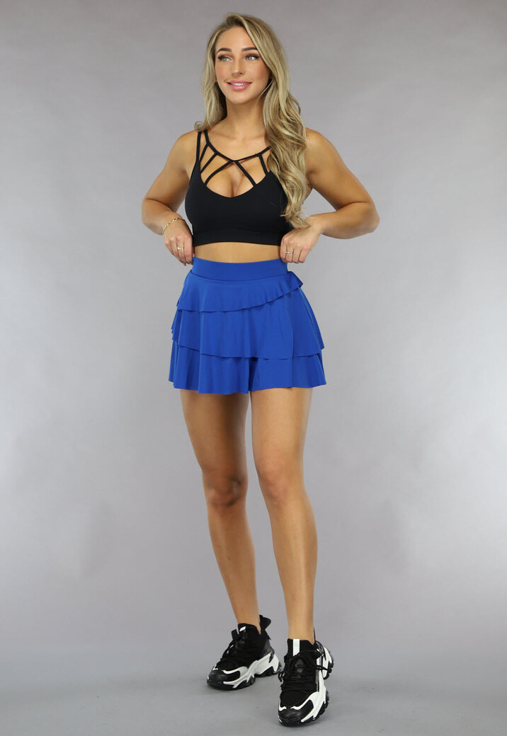 Blauw Gelaagd Sport Rokje met Ingewerkt Broekje