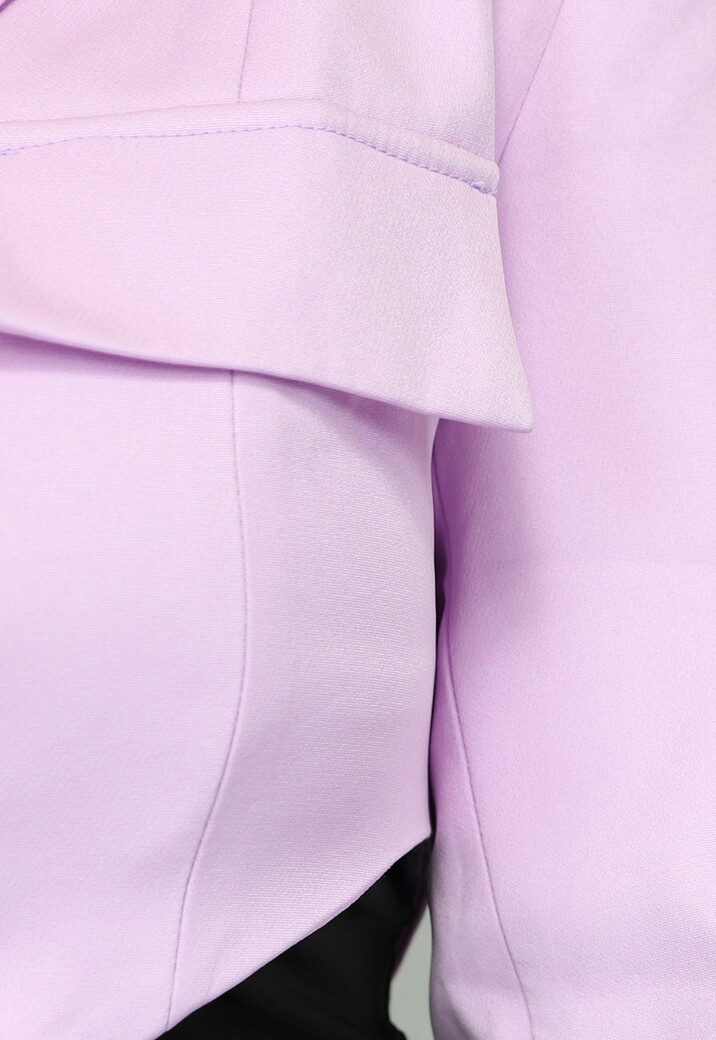 Korte Asymmetrische Lila Blazer met Schoudervulling
