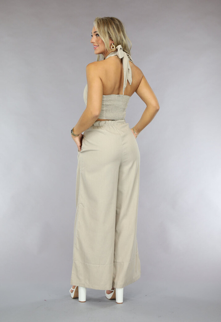Wide Leg Linnenlook Broek