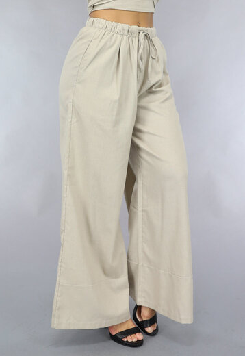 Wide Leg Linnenlook Broek