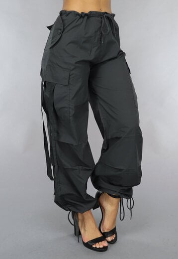 NEW0111 Parachute Cargo Broek in Donkergrijs