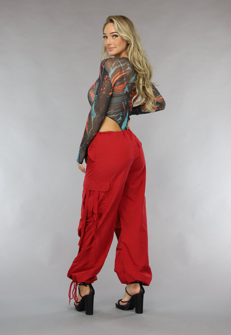 Zwarte Gothic Cargo Broek met Zijzakken voor Dames