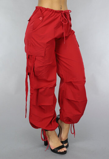 Rode Wijde Parachute Broek