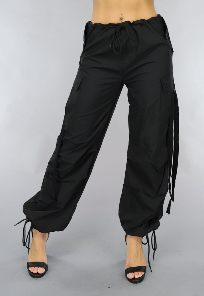 Zwarte Parachute Cargo Broek met Zakken