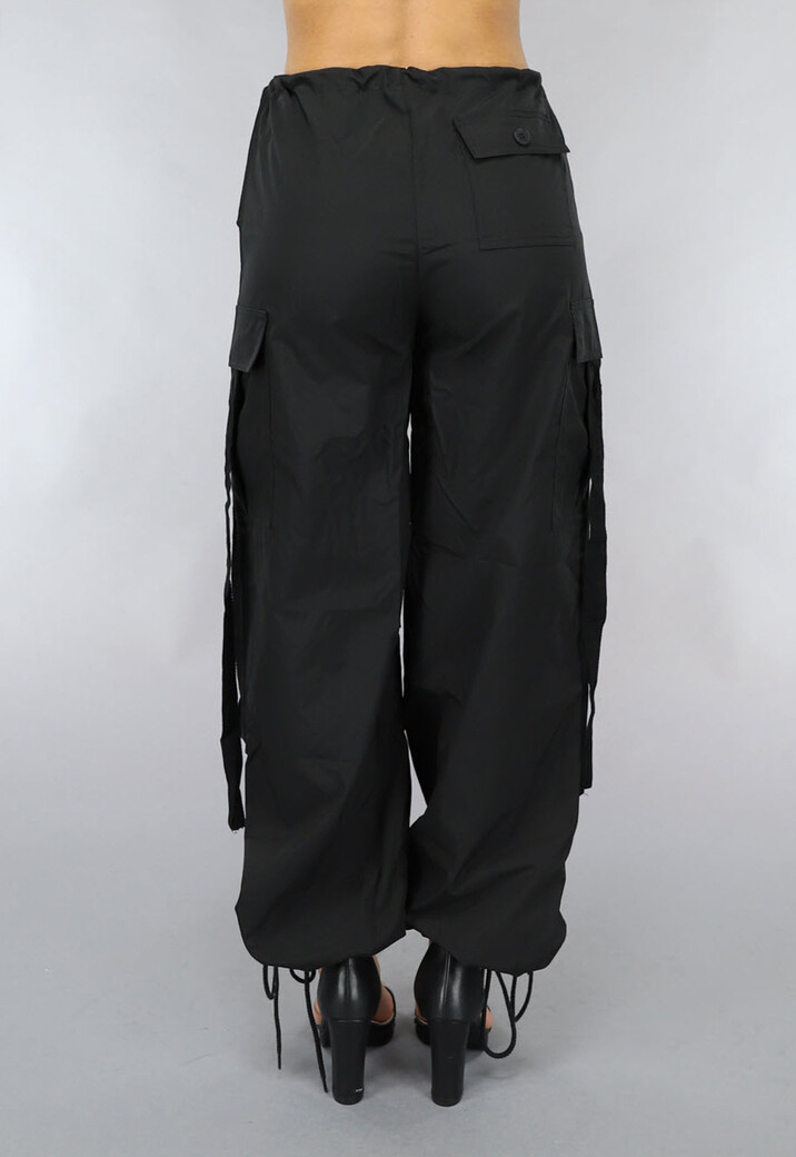 Zwarte Parachute Cargo Broek met Zakken