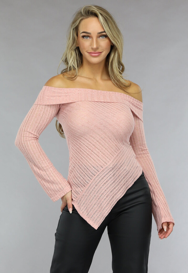 Roze See Through Off Shoulder Top