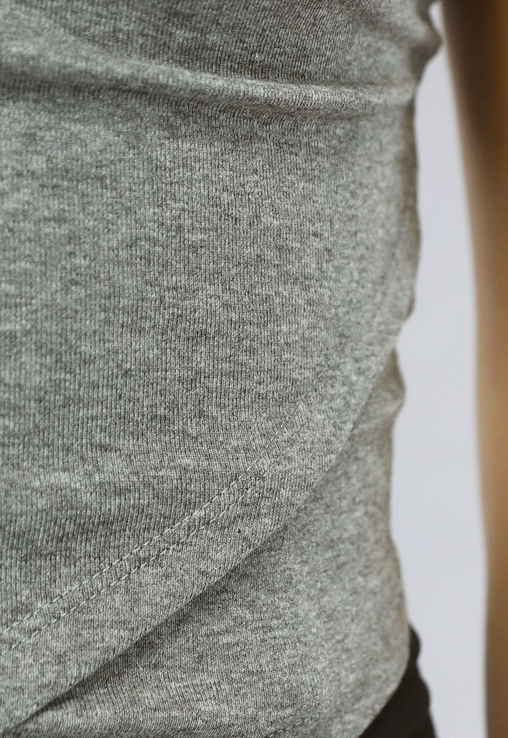 Grijze Stretch Top met Overslag en Push Up