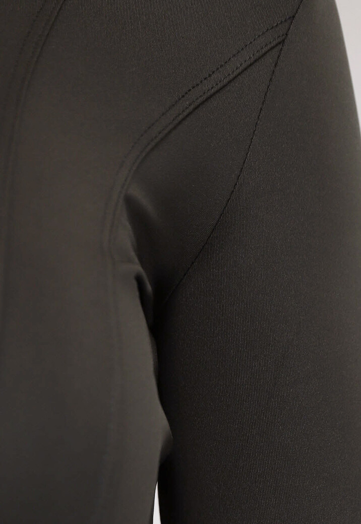 Zwarte Longsleeve Sporttop met Rits en Duimgaten