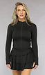 Zwarte Longsleeve Sporttop met Rits en Duimgaten
