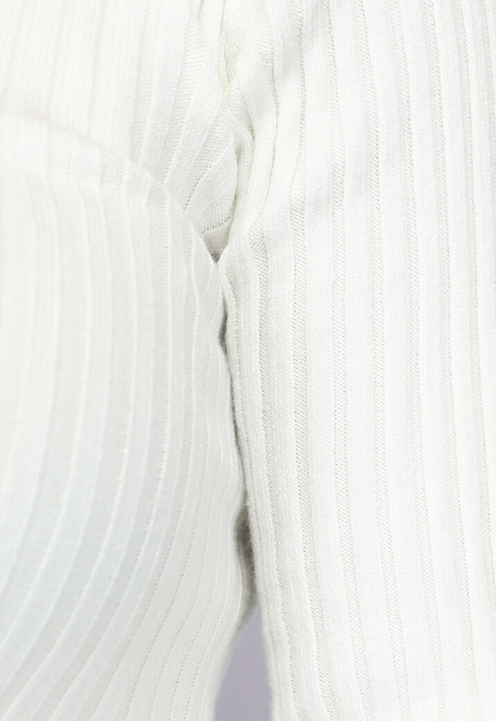 Zachte Witte Ribstof Top met Rits