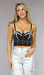 Zwarte Voorgevormde Glitter Top met Korset Look