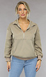 Taupe Sweater met Rits en Zakken