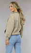 Taupe Sweater met Rits en Zakken