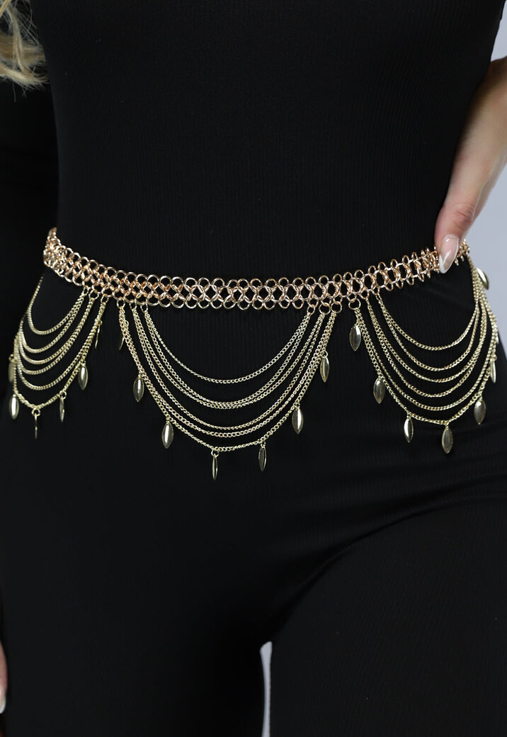 Gouden Layered Heupriem met Bedeltjes