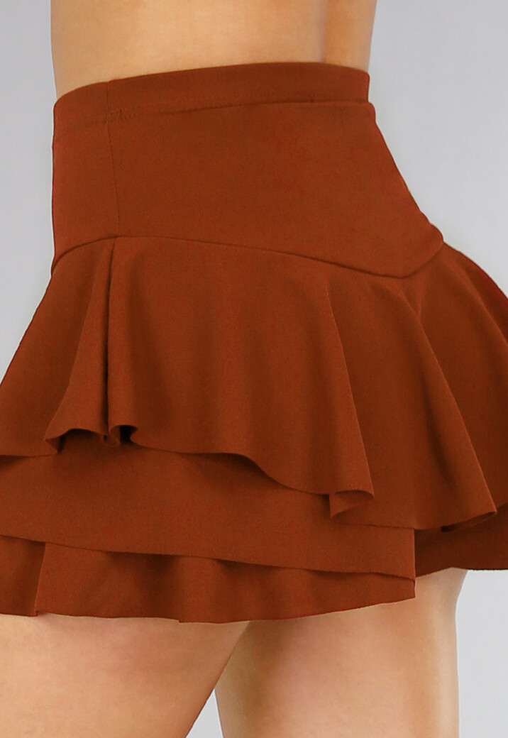 Roestbruine Ruffle Skort