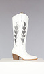 NEW0111 Witte Cowboy Laarzen met Zilveren Opdruk
