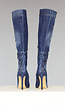 Denim Look Knielaarzen met Stiletto Hak