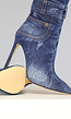 Denim Look Knielaarzen met Stiletto Hak
