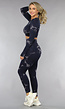 Tweedelige Donkerblauwe Sport Set met Print