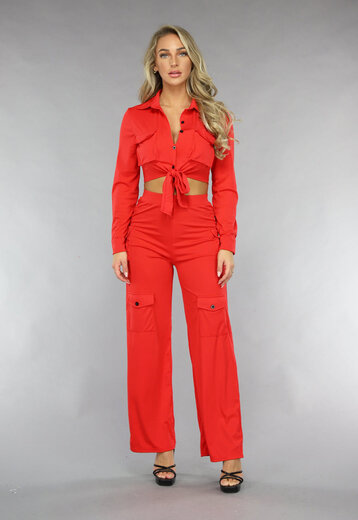 OP=OP! Wide Leg Cargo Two Piece in Rood