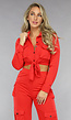 Wide Leg Cargo Two Piece in Rood