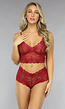 Bordeaux Rode Kanten Brazilian Lingerie Set