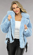 Blauwe Faux Fur Winterjas met Riem