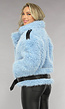 Blauwe Faux Fur Winterjas met Riem