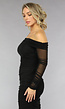 Gedrapeerde Zwarte Bodycon Off Shoulder Mesh Jurk