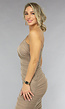 Geplooide Asymmetrische One Shoulder Taupe Bodycon Jurk