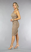 Geplooide Asymmetrische One Shoulder Taupe Bodycon Jurk