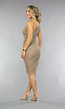 Geplooide Asymmetrische One Shoulder Taupe Bodycon Jurk