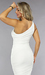 Gedrapeerde Asymmetrische Witte Jurk met One Shoulder