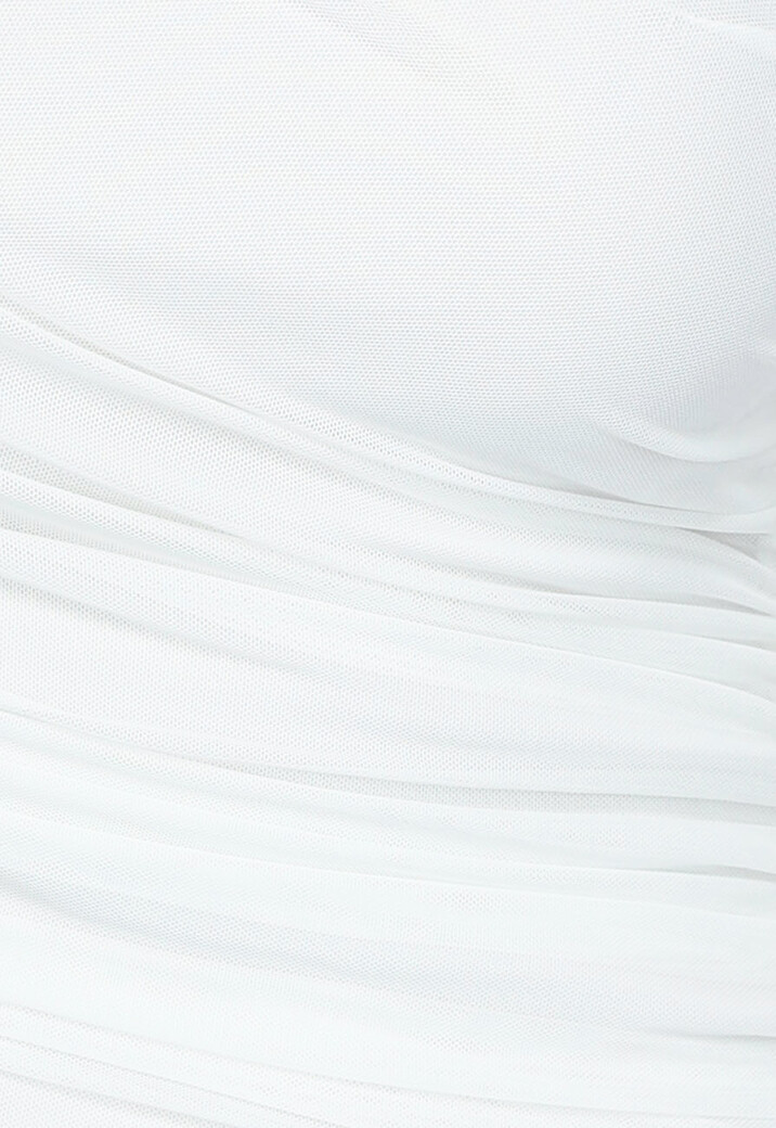 Gedrapeerde Asymmetrische Witte Jurk met One Shoulder