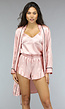 Roze Satijnen 3-Piece Pyjama met Kimono