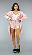 Roze Satijnen 3-Piece Pyjama met Kimono