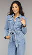Blauwe Longsleeve Jeans Jumpsuit met Tailleband