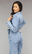 Blauwe Longsleeve Jeans Jumpsuit met Tailleband