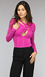 Longsleeve Fuchsia Mesh Korset Top met Cutouts