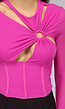 Longsleeve Fuchsia Mesh Korset Top met Cutouts