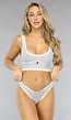 Grijze Ribstof Bralette Set met String