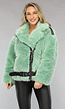 Turquoise Faux Fur Winterjas met Riem