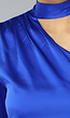 Satin Kobalt Blauwe One Shoulder Galajurk