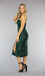 Strapless Groene Sequin Midi Jurk met Split