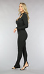 Zwarte Stretch Jumpsuit met Cut Out