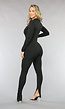 Zwarte Stretch Jumpsuit met Cut Out